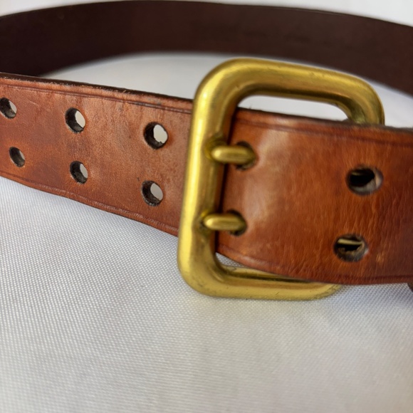Unlisted Brown Genuine Full Grain Leather Belt with Solid Brass Buckle Small